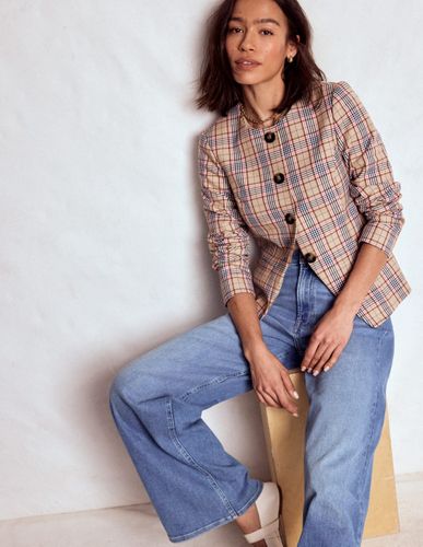 Blazer Hampstead à carreaux-Carreaux marron, rose et bleu marine - Boden - Modalova