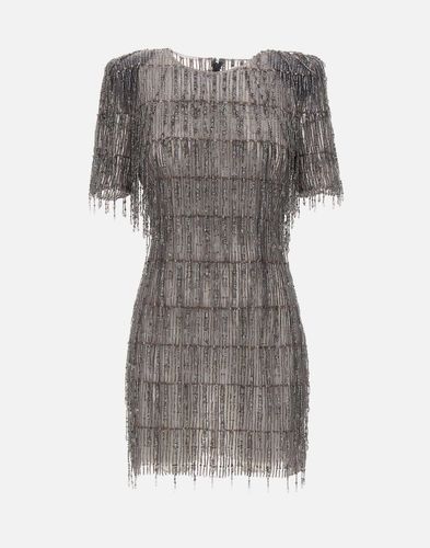 Spezielle graue handgestickte Minikleid - Elisabetta Franchi - Modalova