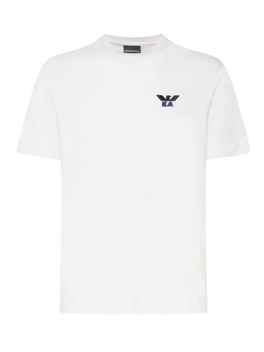 Weißes Baumwollrundhals-T-Shirt - Emporio Armani - Modalova