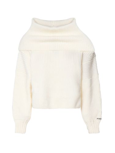 Übergroßer weißer gerippter Pullover - Pinko - Modalova