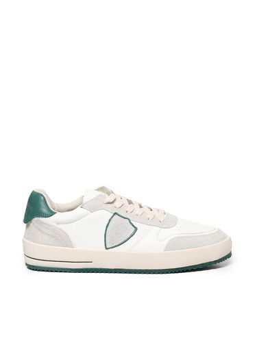 Weiße und grüne Leder-Suede-Sneaker - Philippe Model - Modalova