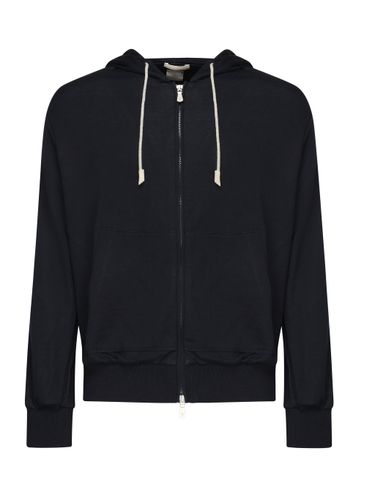 Blauer Hoodie aus Baumwoll-Seide mit Reißverschluss - Eleventy - Modalova