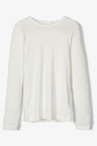 Langarmed Pointelle T-Shirt-Weiß - Name It - Modalova