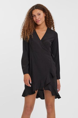 Henna Wrap Frill Kleid - schwarz - Vero Moda - Modalova