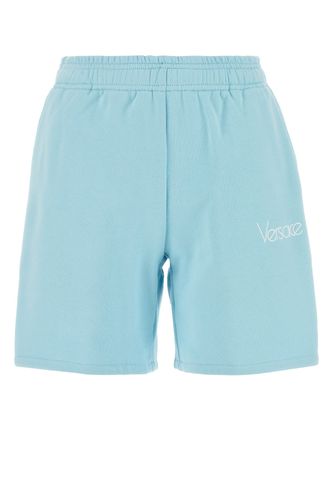 VERSACE Light-blue cotton shorts - VERSACE - Modalova
