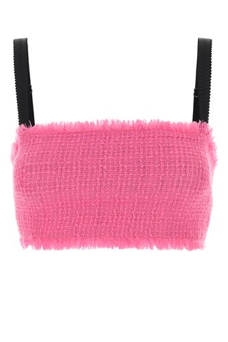 Fuchsia tweed crop-top - DOLCE & GABBANA - Modalova