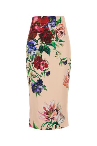 Printed stretch satin skirt - DOLCE & GABBANA - Modalova