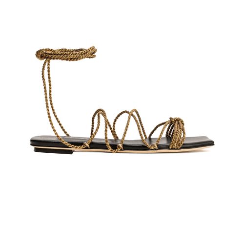 Ophilia Antique Gold Lace-Up Sandal - Serena Uziyel - Modalova