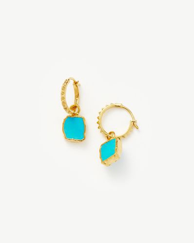 Mini Pyramid Charm Hoop Earrings | 18ct Gold Vermeil/Turquoise - Missoma - Modalova