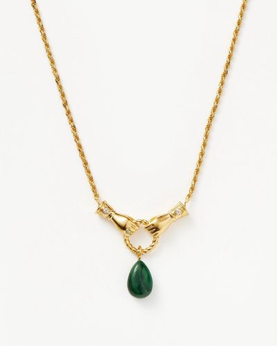 Harris Reed In Good Hands Drop Pendant Necklace | 18ct Gold Plated/Malachite & Pearl - Missoma - Modalova