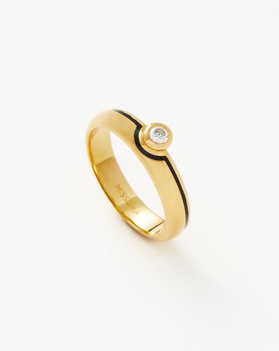 Enamel & Stone Byline Stacking Band Ring | 18ct Gold Vermeil/Cubic Zirconia - Missoma - Modalova