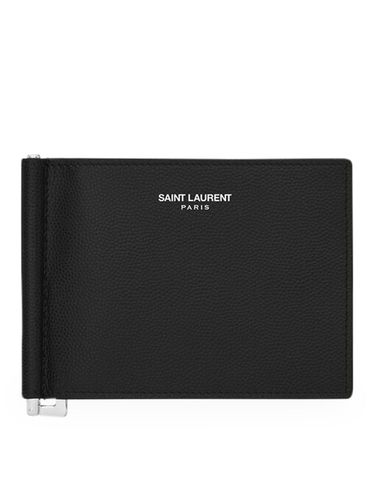 WALLET MONEY CLIP PARIS TEXTURED LEATHER - Man - Saint Laurent - Modalova