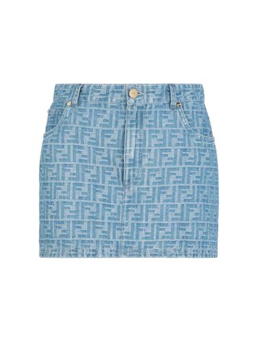 Light blue FF denim skirt - Woman - Fendi - Modalova