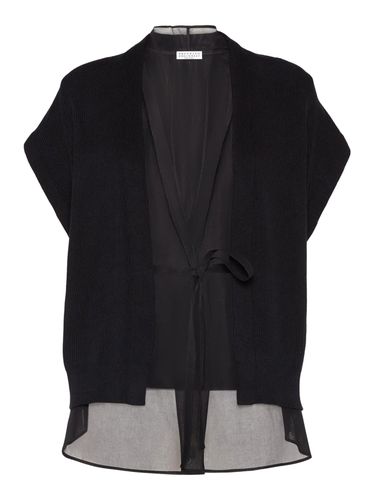 MULTI-LAYER CARDIGAN WITH JEWELRY DETAIL - Woman - Brunello Cucinelli - Modalova