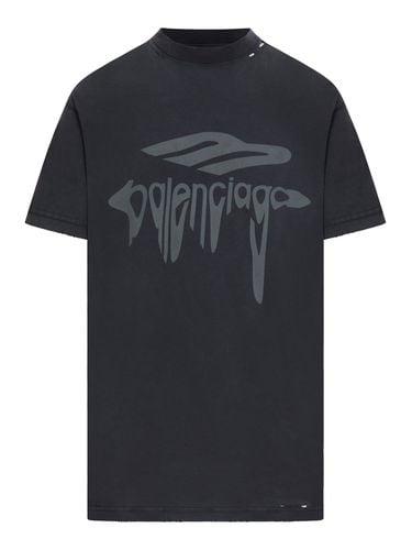 B LIQUEFIED OVERSIZE MEN`S T-SHIRT IN /GREY - Man - Balenciaga - Modalova