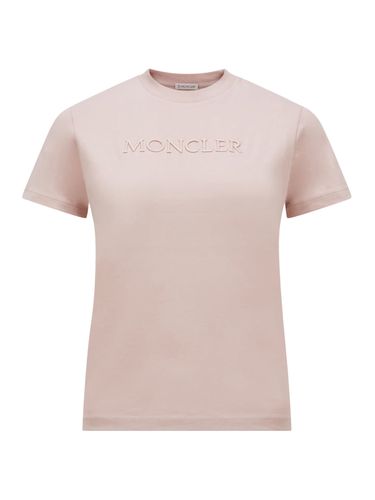 EMBROIDERED TONAL LOGO COTTON T-SHIRT - Woman - Moncler - Modalova