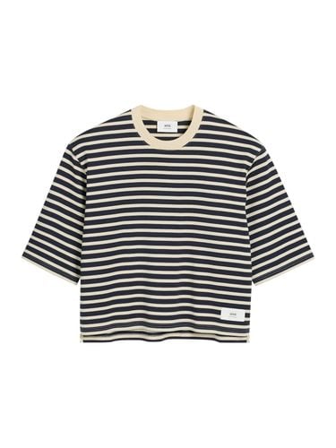 NAVY RECYCLED COTTON LOOSE STRIPED T-SHIRT - Man - Ami Paris - Modalova