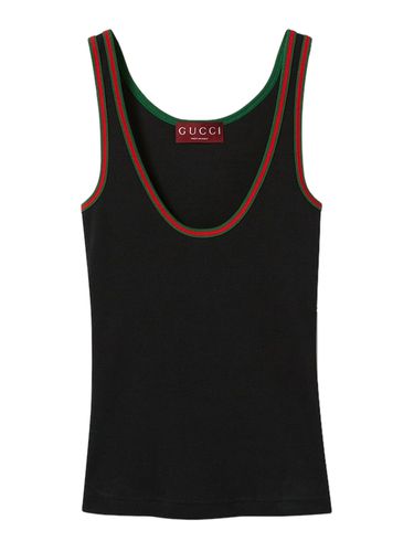 RIBBED COTTON TANK TOP WITH WEB - Woman - Gucci - Modalova