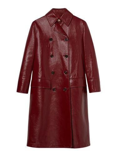 DOUBLE BREASTED COAT IN SHINY LEATHER - Woman - Gucci - Modalova