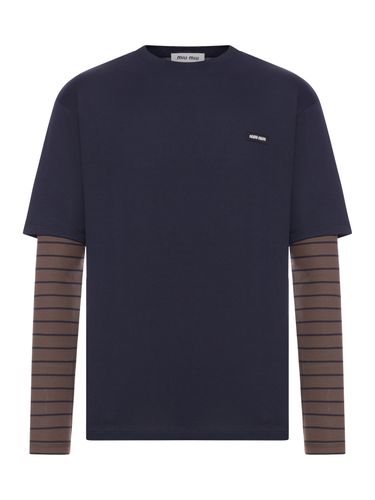 MULTILAYER JERSEY T-SHIRT - Unisex - Miu Miu - Modalova