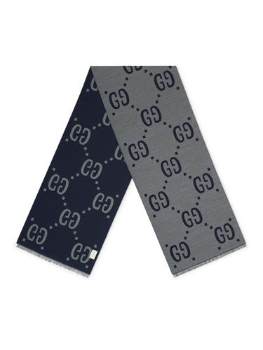 WOOL AND SILK JACQUARD SCARF WITH GG MOTIF - Man - Gucci - Modalova