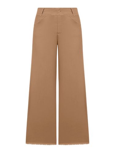 Wide leg trousers with raw cut at the bottom in viscose and stretch cotton - Woman - Transit - Modalova