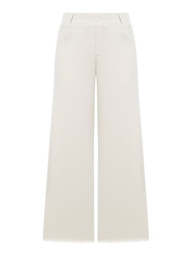 Wide leg trousers with raw cut at the bottom in viscose and stretch cotton - Woman - Transit - Modalova