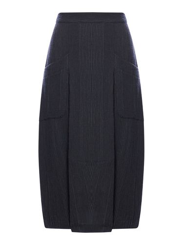 Bombé skirt in embossed pinstripe wool blend - Woman - Transit - Modalova