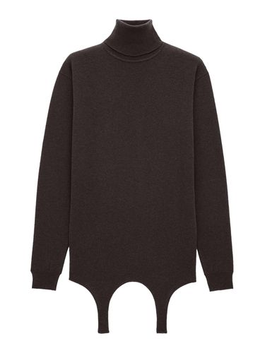 CASHMERE TURTLENECK PULLOVER WITH GARTER BELT - Woman - Saint Laurent - Modalova