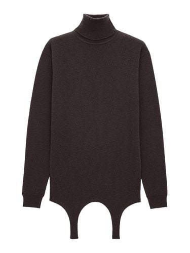 CASHMERE TURTLENECK PULLOVER WITH GARTER BELT - Woman - Saint Laurent - Modalova