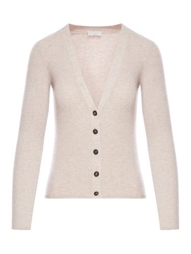 Sparkling ribbed cashmere cardigan - Woman - Brunello Cucinelli - Modalova