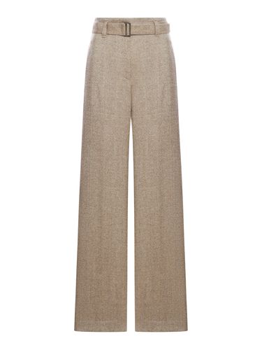 HERRINGBONE TROUSERS WITH PLEATS - Woman - Brunello Cucinelli - Modalova