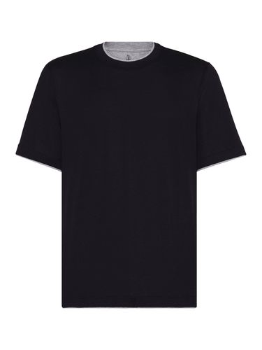 Jersey T-shirt with contrasting edging - Man - Brunello Cucinelli - Modalova