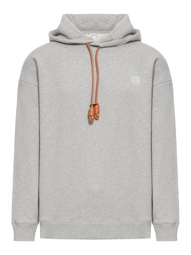 SWEATSHIRT WITH DRAWSTRING IN LEATHER AND ANAGRAM - Man - Loewe - Modalova