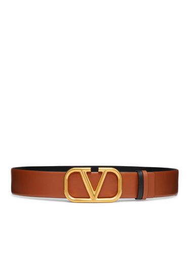 VLOGO SIGNATURE REVERSIBLE BELT IN GLOSSY CALFSKIN 40MM - Woman - Valentino Garavani - Modalova