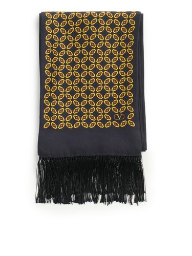 CHAMBER SILK BANDEAU SCARF WITH FRINGE - Man - Valentino Garavani - Modalova