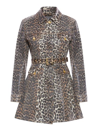 LEOPARD DENIM DRESS - Ganni - Woman - Ganni - Modalova