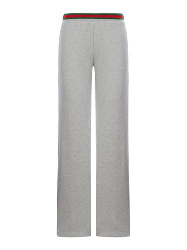 COTTON JERSEY JOGGING PANTS WITH WEB DETAIL - Woman - Gucci - Modalova