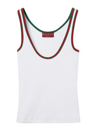 RIBBED COTTON TANK TOP WITH WEB - Woman - Gucci - Modalova