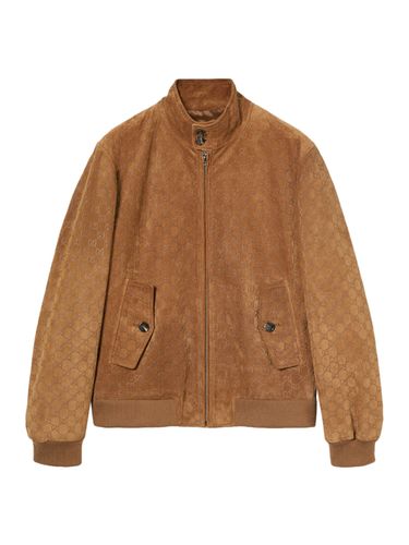 SUEDE BOMBER JACKET WITH GG IN RELIEF - Man - Gucci - Modalova