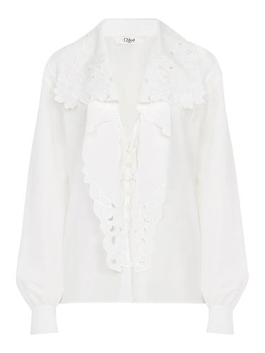 SHIRT EMBROIDERED WITH COTTON POPLIN LAVALLIÈRE - Woman - Chloe` - Modalova