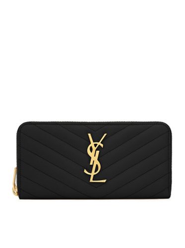 CASSANDRE MATELASSÉ ZIP WALLET IN GRAIN DE POUDRE EMBOSSED LEATHER - Woman - Saint Laurent - Modalova