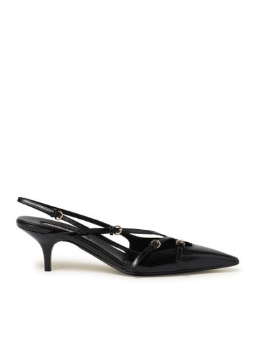 Brushed leather slingback pumps with buckles - Woman - Miu Miu - Modalova