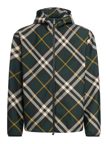 Check-pattern zipped hooded jacket - - Man - Burberry - Modalova