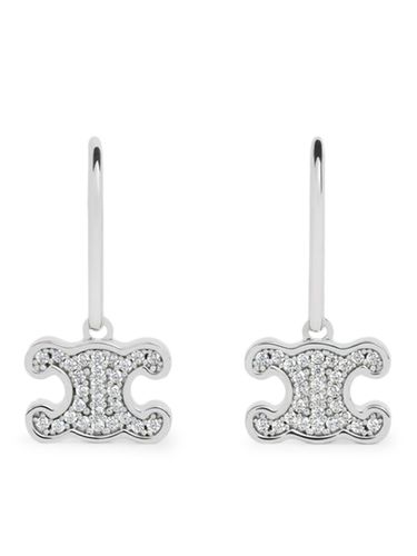 TRIOMPHE EARRINGS WITH RHODIUM-PLATED BRASS RHINESTONE AND SILVER CRYSTALS - - Woman - Celine - Modalova