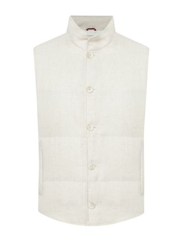 Diagonal sleeveless down jacket in linen, wool and silk - - Man - Brunello Cucinelli - Modalova