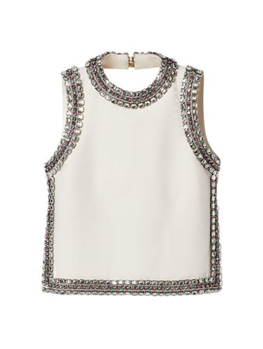 TOP IN WOOL AND SILK WITH CRYSTAL EMBROIDERY - - Woman - Gucci - Modalova