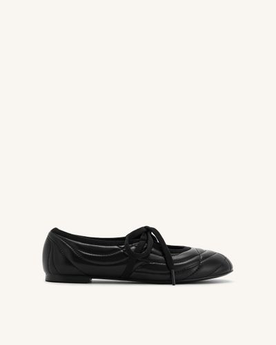 Erika Topstitching lace-up ballet Flats- Black - JW PEI - Modalova