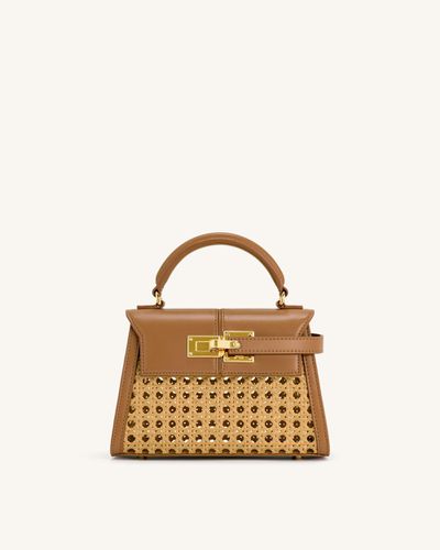 Elise Faux Bamboo Woven Top Handle Bag - Brown - JW PEI - Modalova