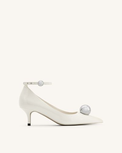 Jewel Buckle Kitten Heels Pumps - White - JW PEI - Modalova